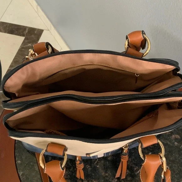 Blue and Tan Satchel Bag - Picture 10 of 15